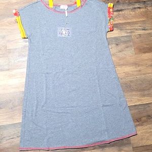 Matilda jane dress grey yellow flower print cuffs. NWT. Smoke free home size 16